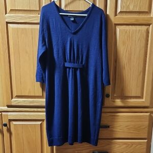 Lane Bryant Deep Navy Blue Long 3/4 Sleeve Dress
